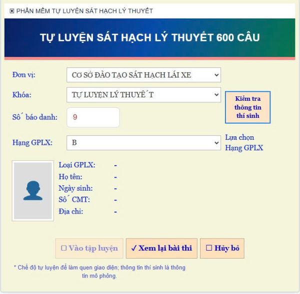 Tự luyện và thi thử lý thuyết các hạng
